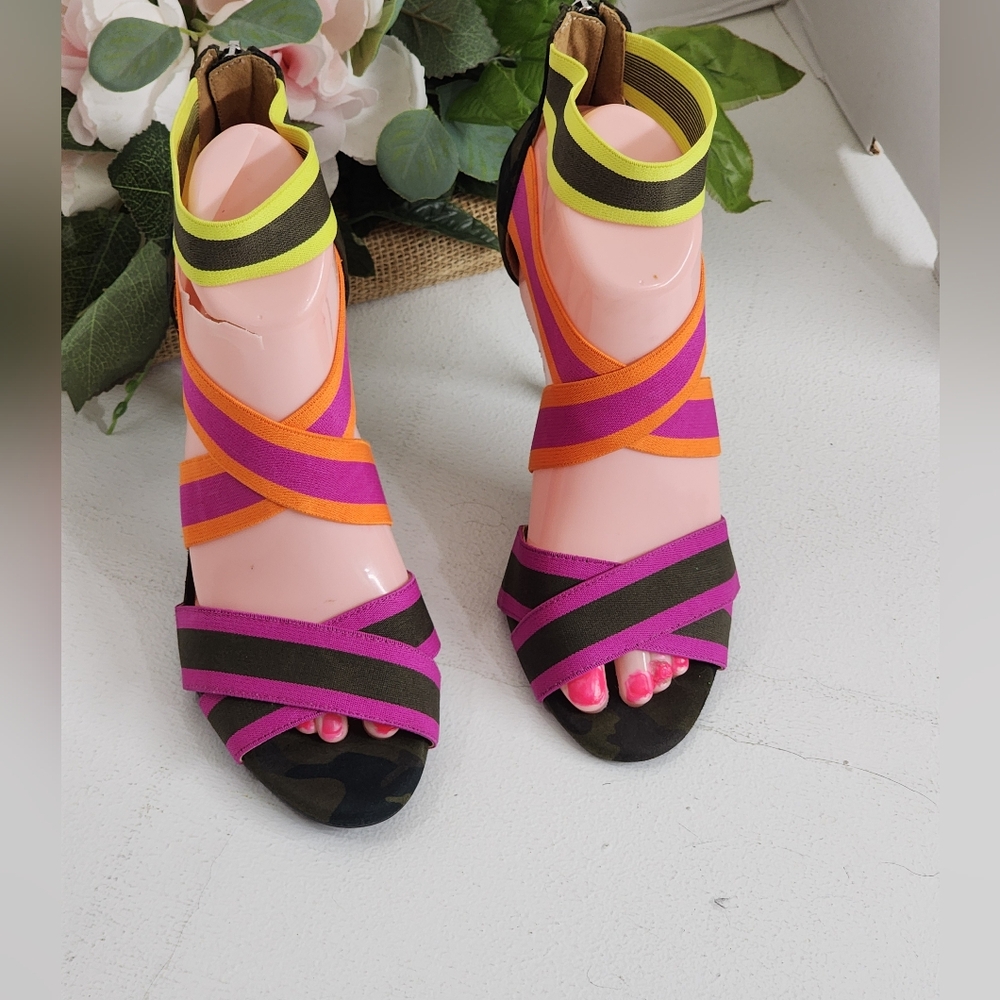 Vibrant Multicolor Strappy Heels
